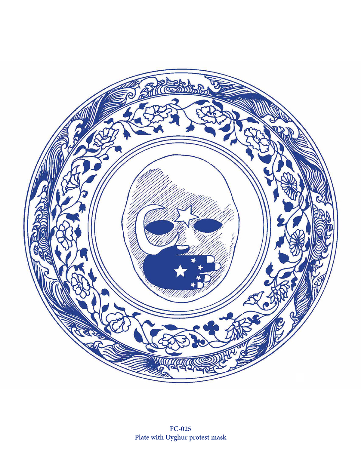 Plate with Uyghur protest mask (FC-025)
