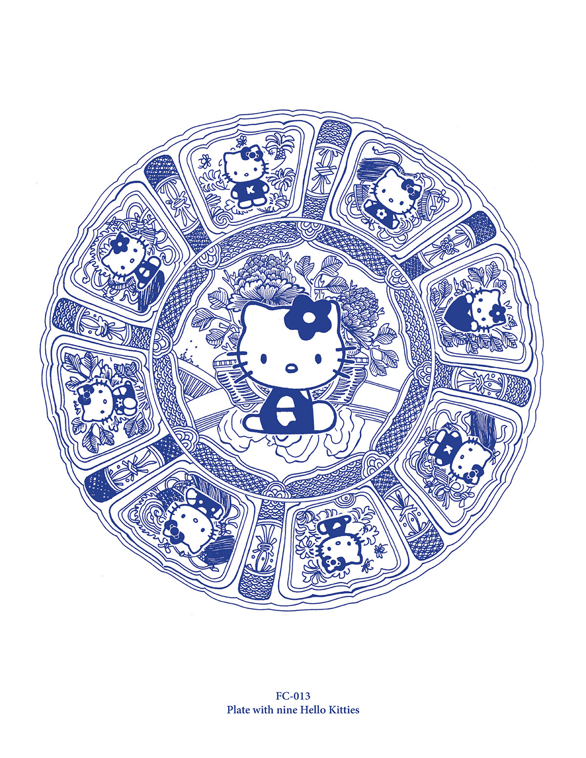 Plate with nine Hello Kitties (FC-013)