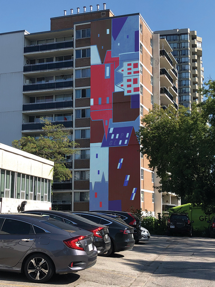 Mock-up proposal for Mural Study 4, Mural for the Side of an Apartment Building