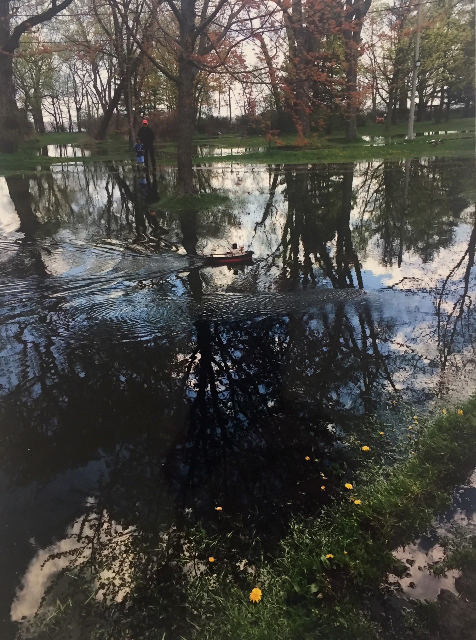 Toy boat in a flood